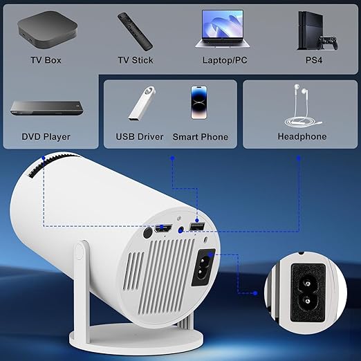 Portable Mini Projector, 4K 1080P Full HD Projector
