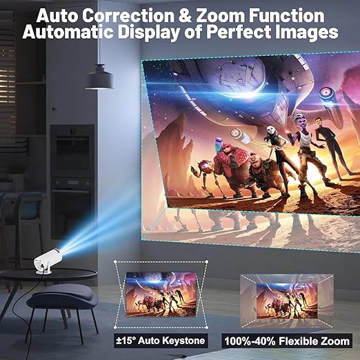 Portable Mini Projector, 4K 1080P Full HD Projector